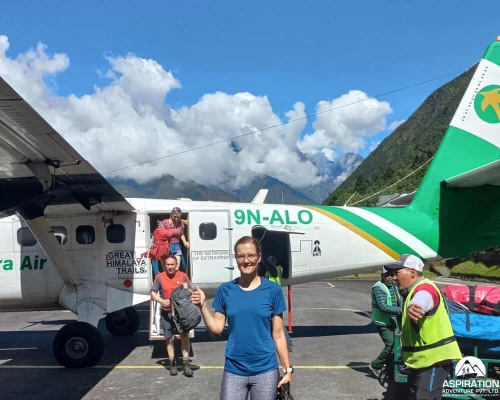 Happy Client Landing At Lukla Airport