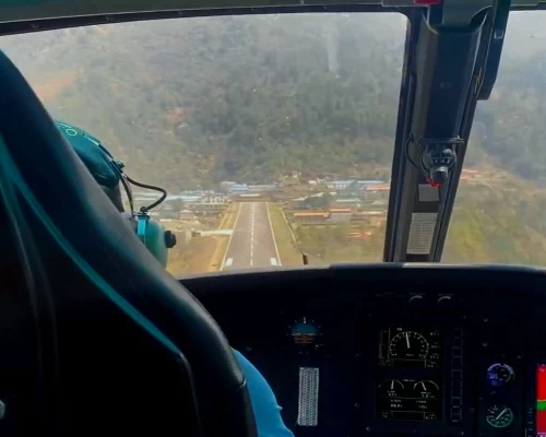 Helicopter Landing At Lukla Airport