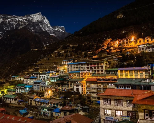 Night View Of Namche Bazaar 
